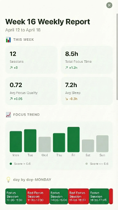 Weekly report summary metrics